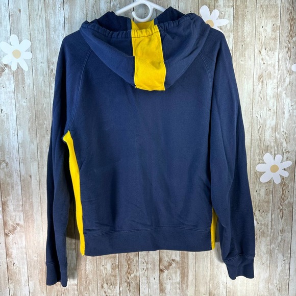 RALPH LAUREN Youths Hoodie Sz L Navy Yellow Big Pony Embroidered Drawstring - Picture 2 of 8